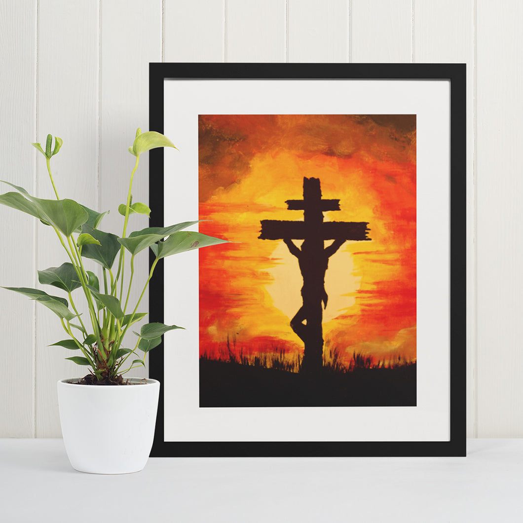 Art for Haiti - Print - Jesus on Calvary Sunset